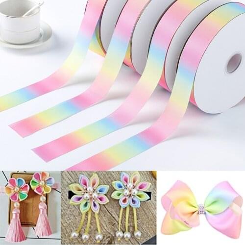 2Meter/lot 25/38/50mm Gradient color rainbow printed grosgrain ribbons diy headwear Hair Bow Decor Gift Wrap Wedding Party Decor