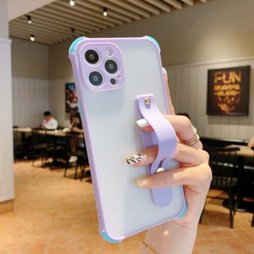 Matte Stand Transparent Wristband Phone Case For OPPO A5 A9 2020 A11 A11X 2019 Reno 4F ACE 2Z 4 SE Lite 3 2 Pro 4Z 5G 2F Cover