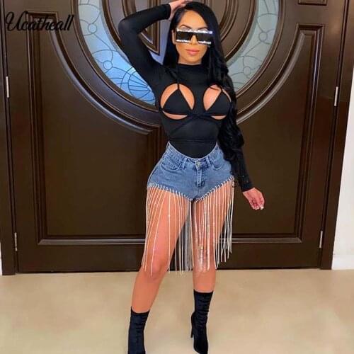 Fashion DIY Bra Bodysuit Women Body Top For Women Sexy Romper Mock Neck Long Sleeve Hollow Out Bodysuit