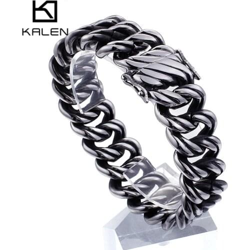 KALEN Punk Twisted Chain Bracelet Men Stainless Steel 21.5cm Heavy Chunky 21mm Masculine Pulsera Jewelry 2020