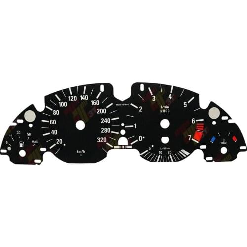Instrument Cluster Facelift Overlay for BMW E38 E39 E53 X5 Dashboard Dial Gauge Face 320KM/H Color Black