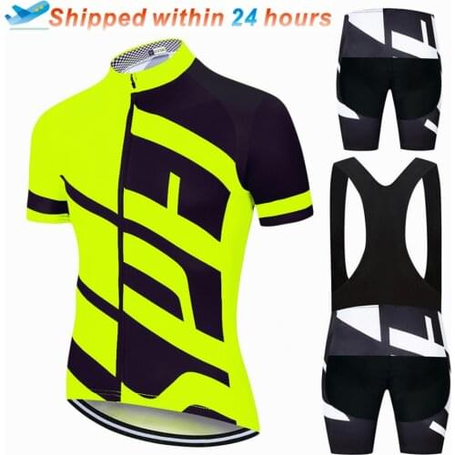 2021 Fluorescent Summer Cycling Jersey Set Breathable Team Racing Sport Bicycle Jersey Mens Cycling Clothing Short Bike Jersey