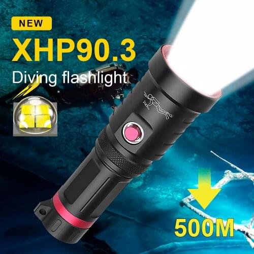 New XHP90.3 Most Profession Super Diving Led Flashlight 18650 26650 Underwater High Power Torch Light IPX68 Waterproof Hand Lamp
