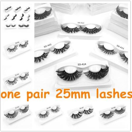 One pair 25mm Mink Lashes Square box Custom Packaging Label Makeup Dramatic Long Mink Lashes Thick Stirp Resuable 25mm Eyelashes