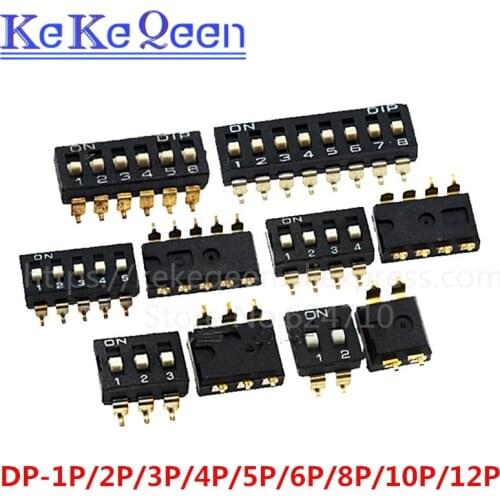 Direct dial code switch DIP black SMD switch DS DP-1P/2P/3P/4P/5P/6P/7P/8P/9P/10P/12P 2.54MM feet pitch