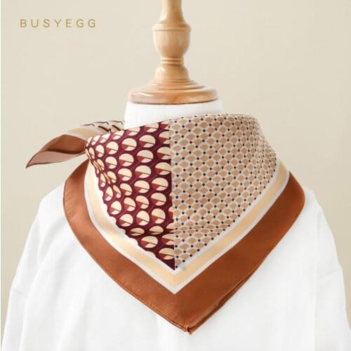 Fashion brown 100%child silk bandana pure silk women scarf square hair band for girl headscarf foulard hijab scarves lady warp