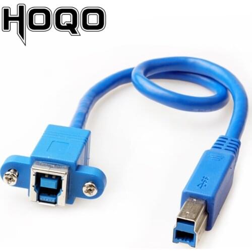 Straight USB 3.0 B Extension Cable Panel Mount for PC Sync Date Charge 90 Degree USB Type_B Male to Female Extension Cord
