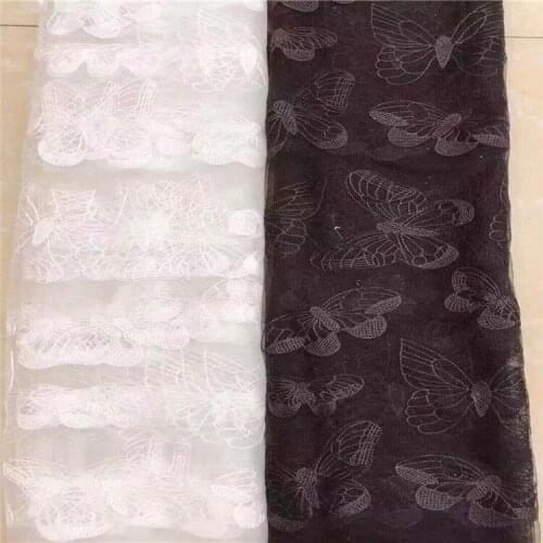 Mesh Bottom Butterfly Embroidered Fabric Womens Childrens Clothing Skirt Wedding Dress Embroidery Fabrics Wholesale