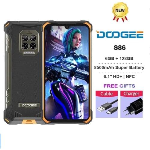 DOOGEE S86 IP68/IP69K Mobile Phone 6GB+128GB 8500mAh 6.1inch Super Battery Smartphone NFC Android10 Octa Core Cellphone