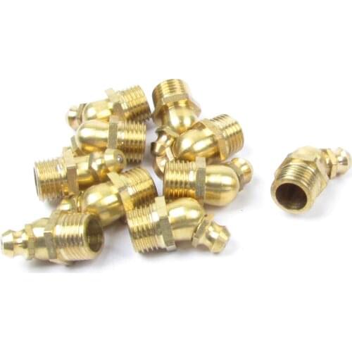 X Autohaux 10 Pcs Male Thread 45 Degree Angle M10 Thread Brass Zerk Fitting Grease Nipple