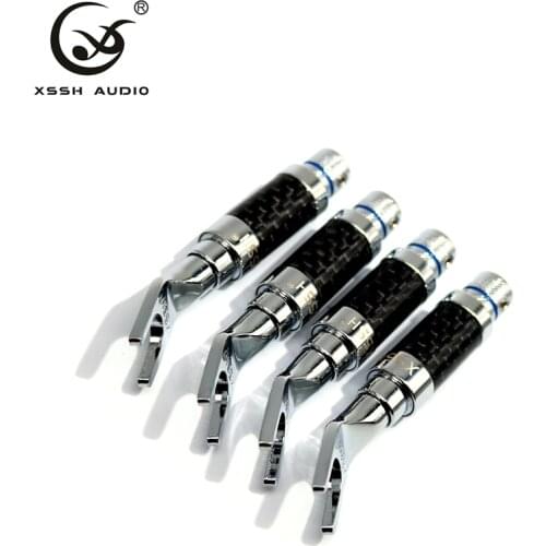 XSSH High quality carbon fiber series rhodium plated Y banana plug connector for speaker wire DIY