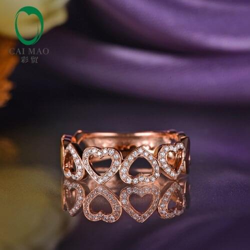 Caimao Jewelry 14k Gold Natural 0.21ct Diamond Heart Shape Engagement Wedding Band Ring
