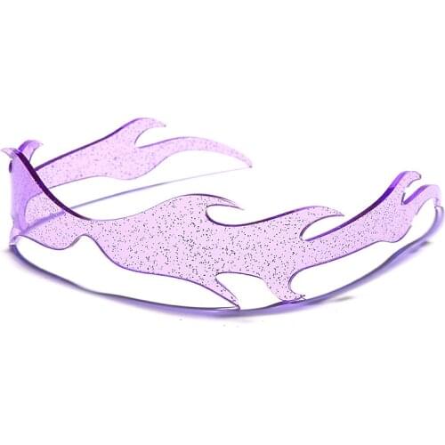 Luxury Fashion Fire Flame Sunglasses Women Rimless Wave Sun Glasses Men One Piece Shades Vintage Women Shiny Eyewear UV400