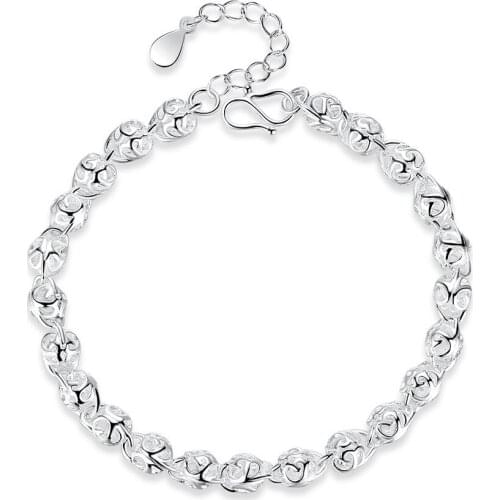 New Fashion Hollow Out Ball 925 Sterling Silver Ladies Bracelets Jewelry Wholesale Women Charm Bracelet No Fade
