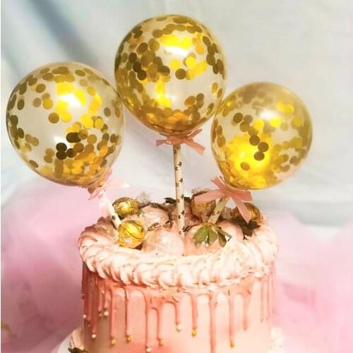 Gold Mini balloon Cake topper confetti ballon Treat kids birthday party decorations Or wedding cake decor Baloon Baby shower