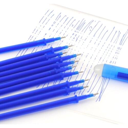 10PCS 0.5mm Blue Black Ink Gel Pen Erasable Refill Rod Erasable Pen Washable School Writing Stationery Gel Ink Pen 12.9cm Length