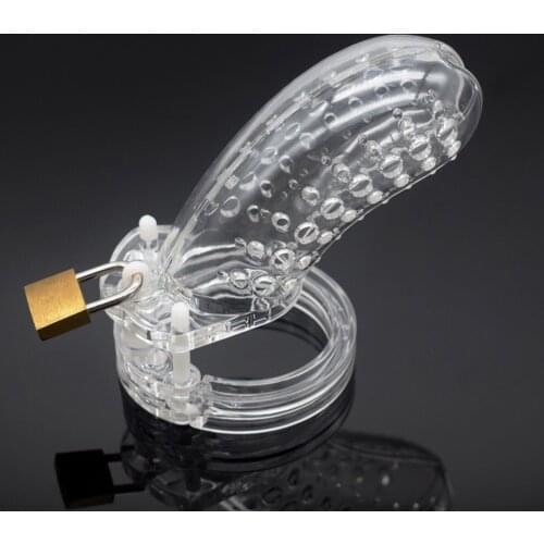 2021 New Transparent Male Penis Cage Chastity Device Cock Rings With 5 Rings.Plastic Chastity Cage Adult Sex Toys For Men