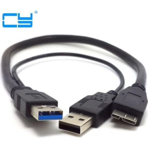 5Gbps Micro B USB 3.0 External hard Drive and Digital camera Cable with USB Power Supply Cable 0.5m 1.0m 3ft Black