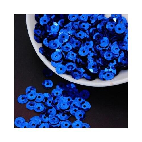 50g(1650pcs) 8mm Cup Sequins for Craft Silver-based Embossing Dark Blue Confetti