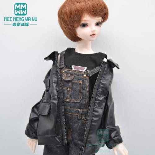 BJD doll Accessories clothes fits 40-45cm 1/4 MSD MK MYOU fashion vest leather Denim overalls