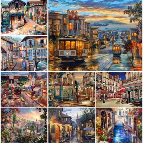 5D DIY Diamond Painting Full Square City Landscape Cross Stitch Diamond Embroidery Mosaic Rhinestone Pictures Crafts Home Decor