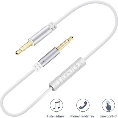 AUX Audio Cable with Mic and Volume Control Handsfree for iPhone iPad Headphone Car Stereo