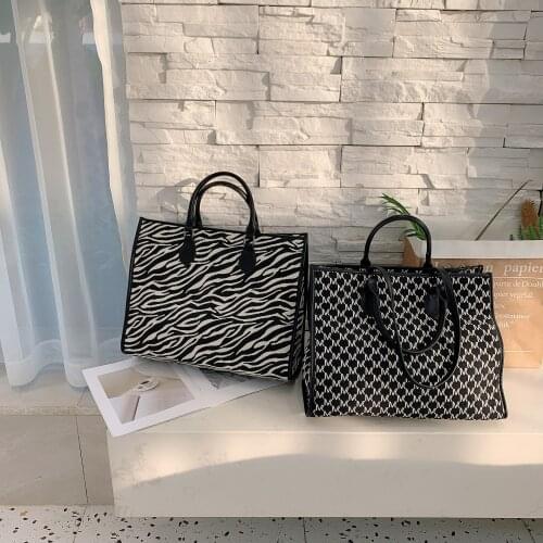 Black Zebra Print Big Hand Bag for Women Canvas Female Tote Handbag Casual Shopper Shoulder Bags Designer Ladies Shopper Summer