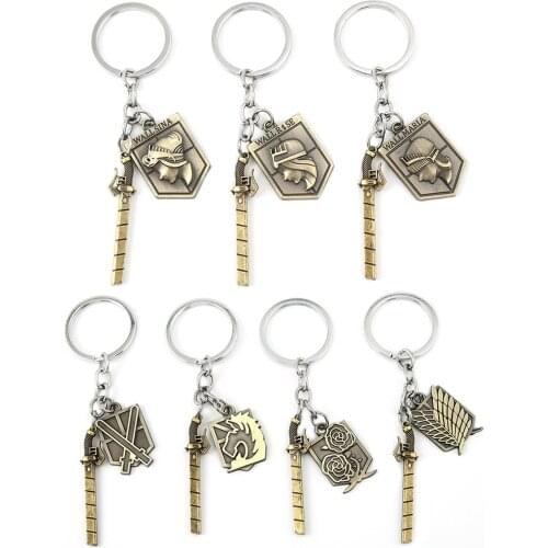 Anime Attack on Titan Keychain Wings of Liberty Metal Jewelry Eren Jaeger Scout Legion Key Chains Keyring Keychains