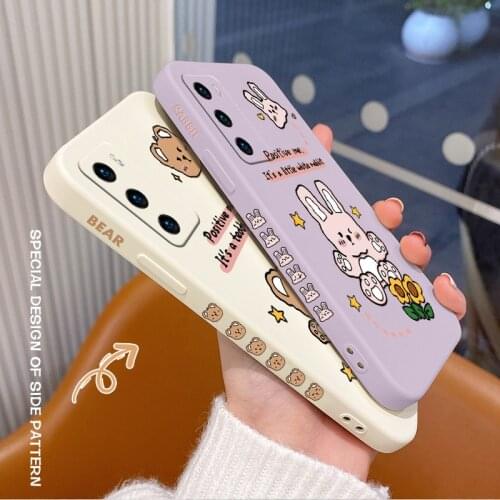 Cute Bear Rabbit Phone Case For Huawei P40 P40Lite P30 P20 Mate 40 40Pro 30 20 Pro Lite P Smart 2021 Y7a Liquid Silicone Cover