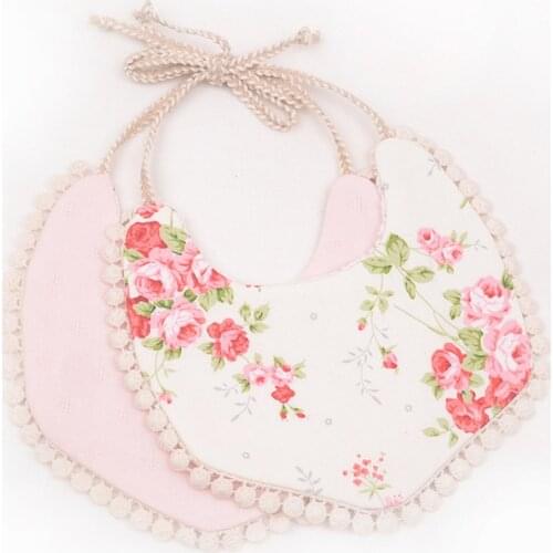 Baby Bib Infant Burp Cloths 1Piece Toddler Cotton Bib Kid Floral Towel Dinner Feeding double-deck Cute Girl Bibs 0-3T