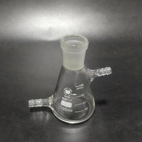 Filtering flask with tick mark 100ml 24/29,Triangle flask with upper and bottom side tube,Filter Erlenmeyer bottle