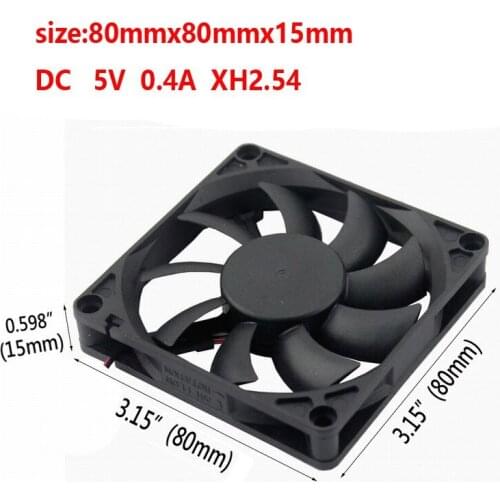 Gdstime 5 pieces DC 2Pin Two Wires 5V 8cm 80mmx80mmx15mm Brushless Motor Cooling Fan 5v