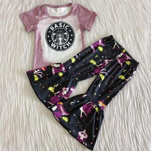 Infant toddle girls Halloween clothing set baby girls no moq boutique outfits kids ready to ship 2 pcs matching clothes baby set