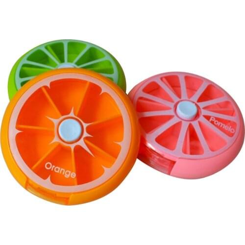 Round Mini Storage Box Seven Grid Medicine Storage Case Plastic Rotating Fruit Pill Box Outdoor Travel Portable