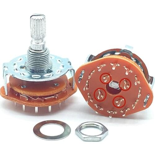 1pc RS25 Shaft Panel Mount 4P3T Band Rotary Switch Selector 4 Pole 3 Position 20MM Plum Shaft With Switch Cap