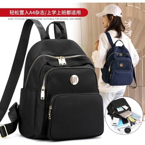 Fashion Nylon Womens Backpack Bag 2021 Fabric School Backpack for Women Teenager Girls Casual Daypack back pack Ladies Black
