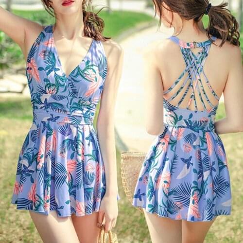 Monokini Flower Print Comfortable Flat Angle Women One Piece Swimsuit for Beach