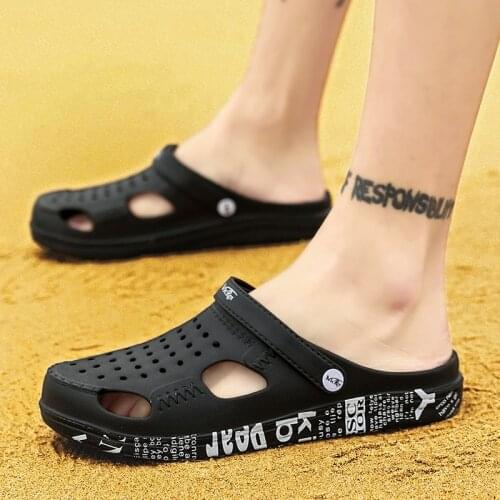 Clogs Mens Beach Garden Sandals Summer Rubber Slippers Black Big Size 50 Lightweight Breathable New 2021 Pantuflas Hombre