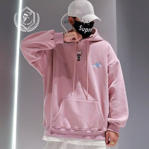 Men Fashion Loose Pullover Solid Hip Hop Sweatshirts with Hooded