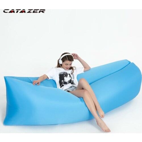 Camping Inflatable Sofa Outdoor Lazy Bag Ultralight Beach Travel Sleeping Bag Air Bed Lounger Chair Sleep Camp Grounding Mat