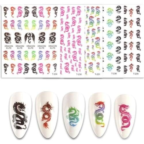 Dragon Nail Stickers Japan Designs Cross 3d Nail Dragon Art Stickers Decal Template Diy Nail Tool Decorations Nail Art