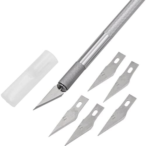 Non-Slip Metal Scalpel Knife Tools Kit Cutter Engraving Craft knives+5pcs Blades Mobile Phone PCB DIY Repair