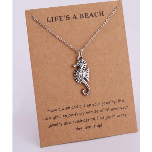 Seahorse Beach Ocean Pendants Necklaces Waves Starfish Sea Turtle Sand Dollar Mermaid Women Men Unisex Fashion Jewelry Gift