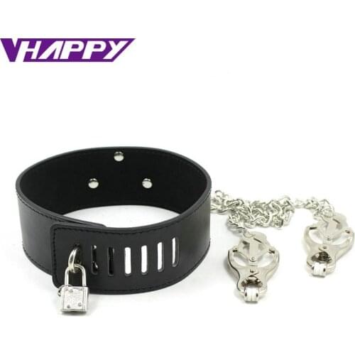 Neck sex Bondage Adult games Collar Necklace Nipple Clamps Sex Products toy For Women Fetish Role Play Erotic toys VP-CR003019A