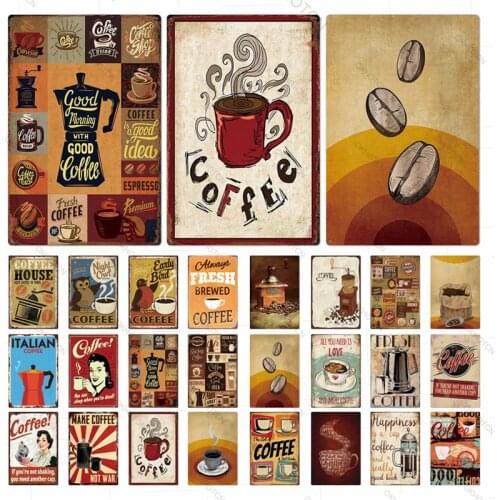 Coffee Shop Plate Poster Coffe Time Metal Sign Vintage Pub Bar Decor Tin Sign Home Decor Art Painting Wall Sticker 20x30CM