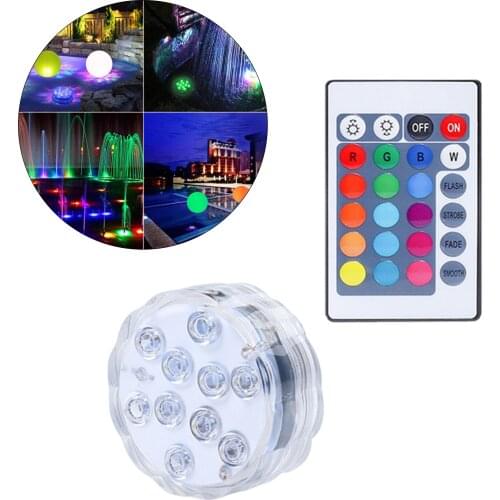 Submersible LED RGB Lights 24 Key Small Underwater LED Light for Christmas Home Swimming Fountain Pool
