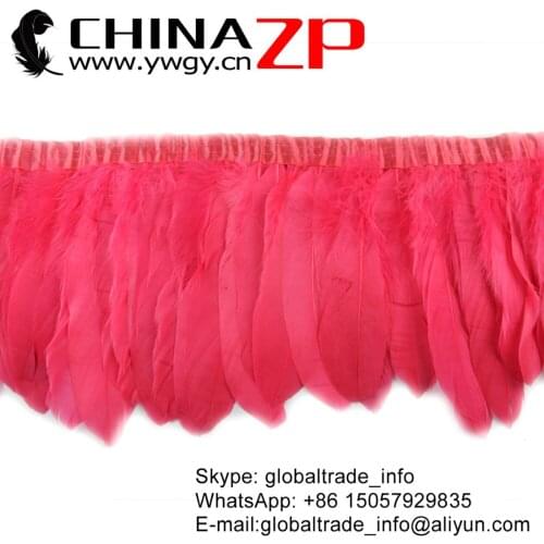 Manufacturer in CHINAZP Factory 2yards/lot Good Quality Dyed Candy Pink Goose Feather Trimming with Satin Ribbon Tape
