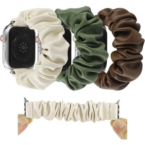 Elastic Leather Band for Apple Watch iwatch 6 5 4 3 2 1 SE 38mm 42mm 40mm 44mm Women Girls Hair Scrunchie Replace Strap Bracelet