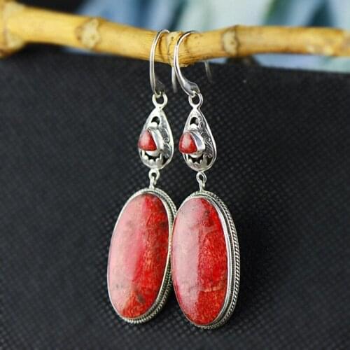 Earings Fashion Jewelry Products, Wind, Ancient Grass Coral Earrings, Long Female Temperament, Original 925 Jewelry Earrings