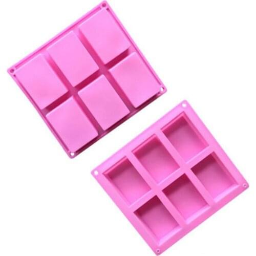 Silicone Soap Molds 6 Cavity Hole Rectangle DIY Baking Mold Tray Handmade Cake Biscuit Chocolate Moulds LX7953